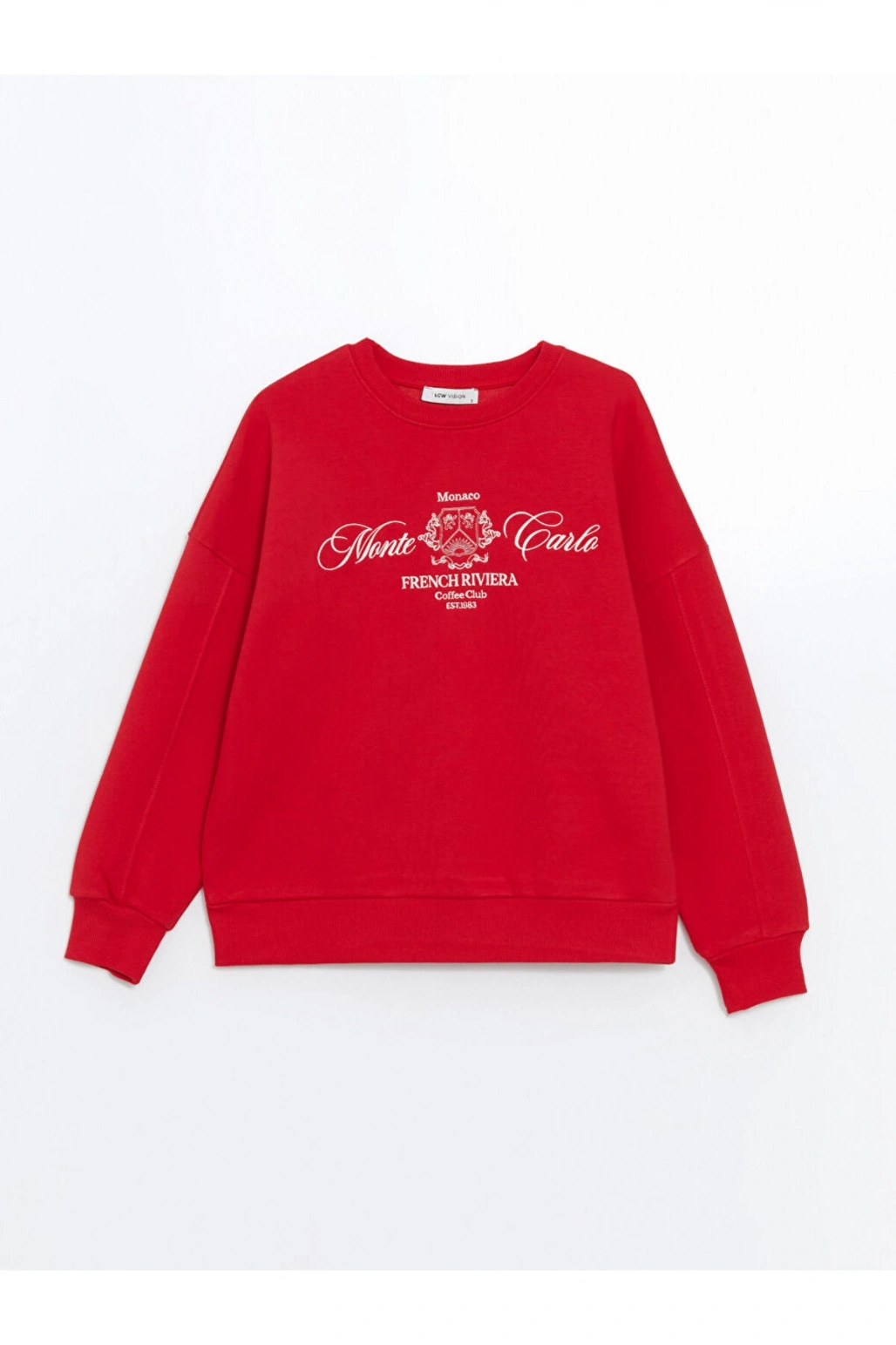 Bisiklet Yaka Baskılı Oversize Kadın Kalın Sweatshirt