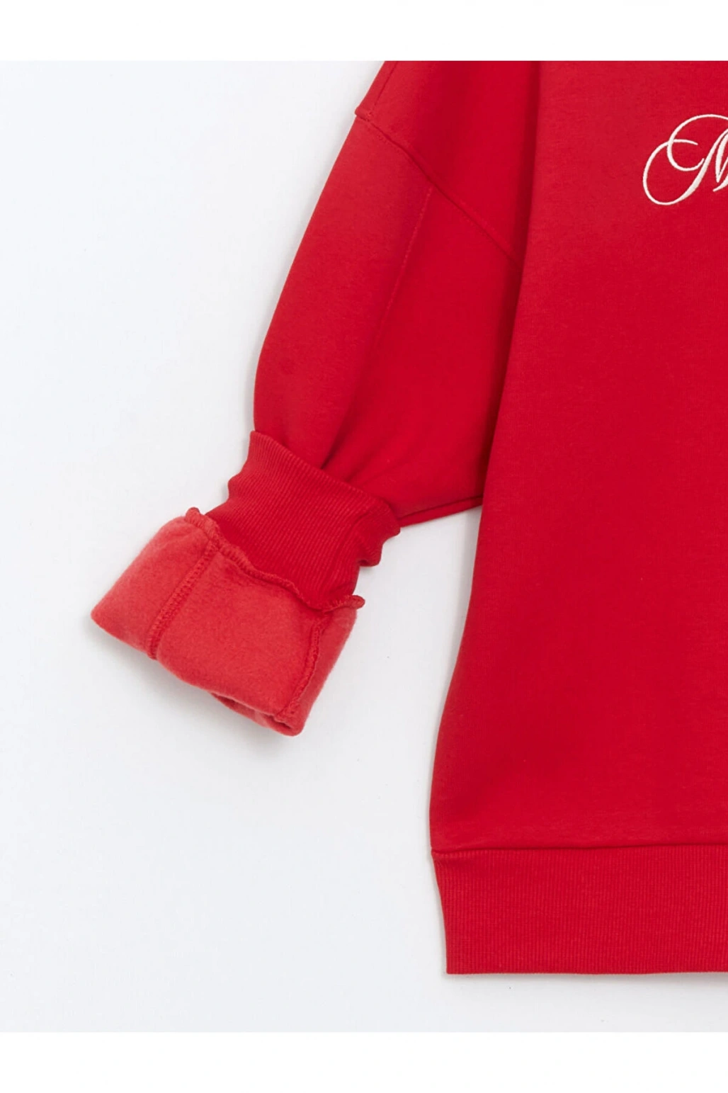 Bisiklet Yaka Baskılı Oversize Kadın Kalın Sweatshirt