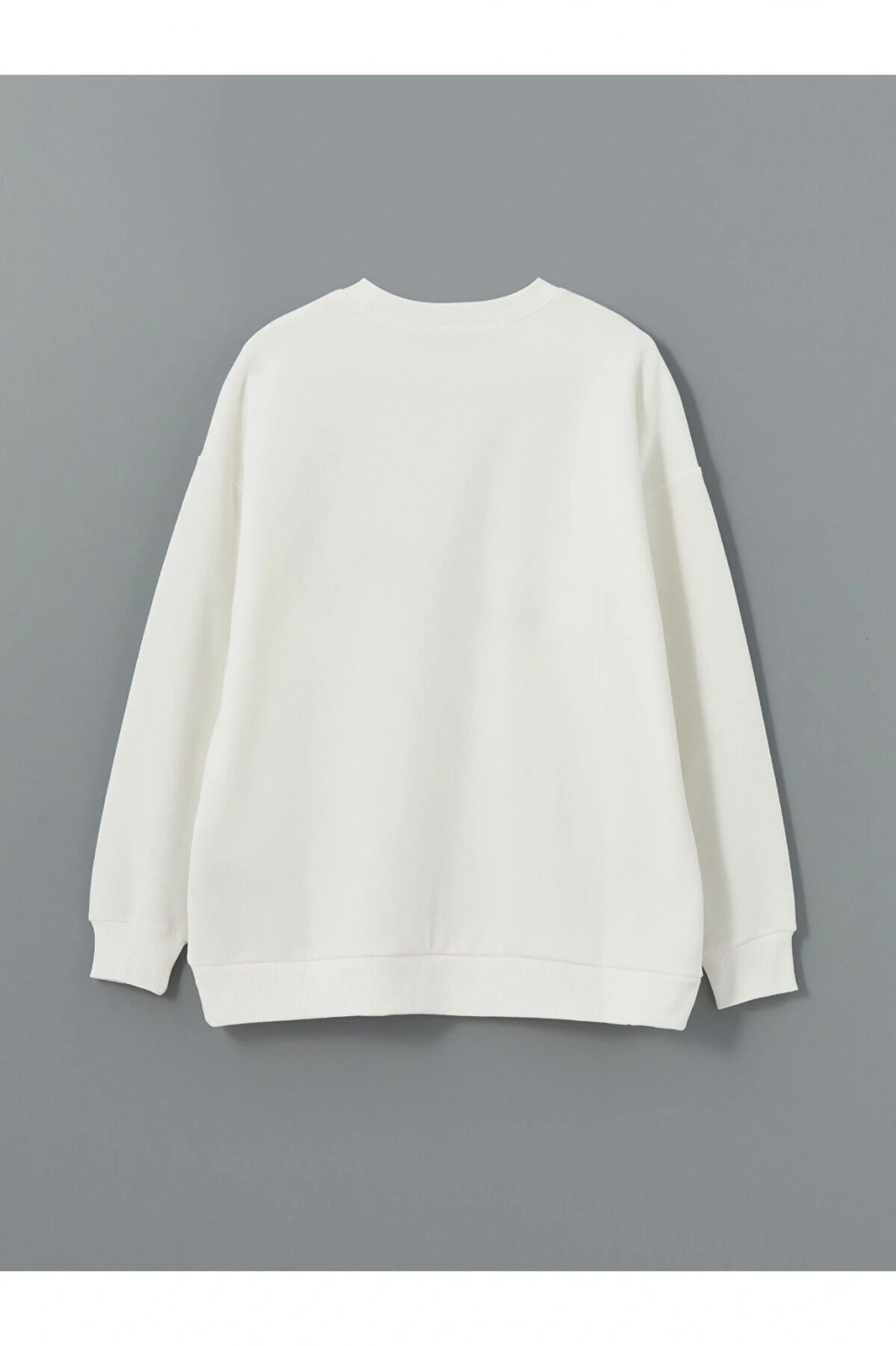 Bisiklet Yaka Baskılı Oversize Kadın Kalın Sweatshirt Tunik