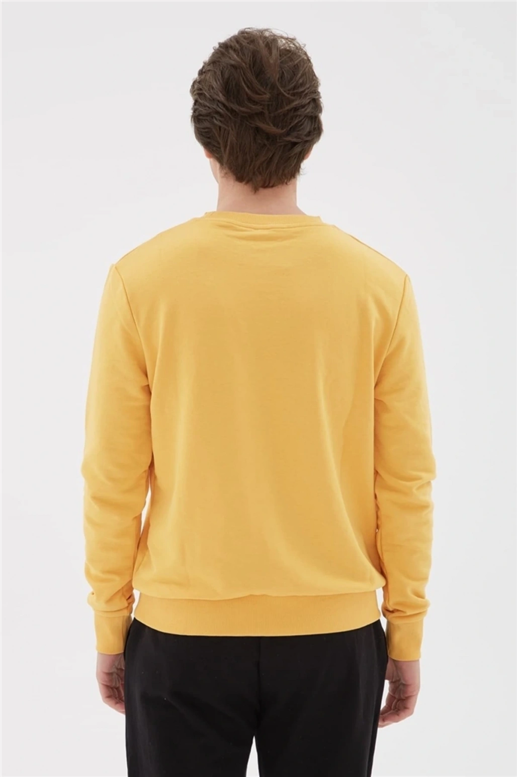 Bisiklet Yaka Baskılı Sweatshirt Hardal / Mustard