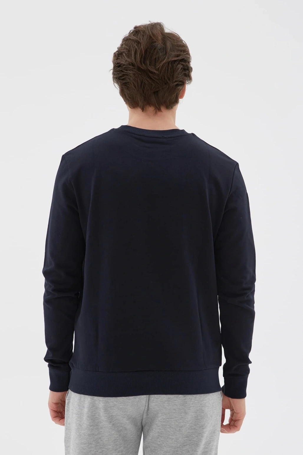 Bisiklet Yaka Baskılı Sweatshirt Lacivert / Navy