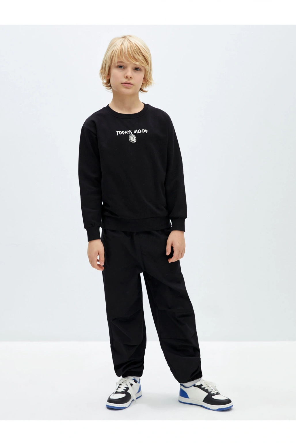 Bisiklet Yaka Baskılı Uzun Kollu Erkek Çocuk Sweatshirt