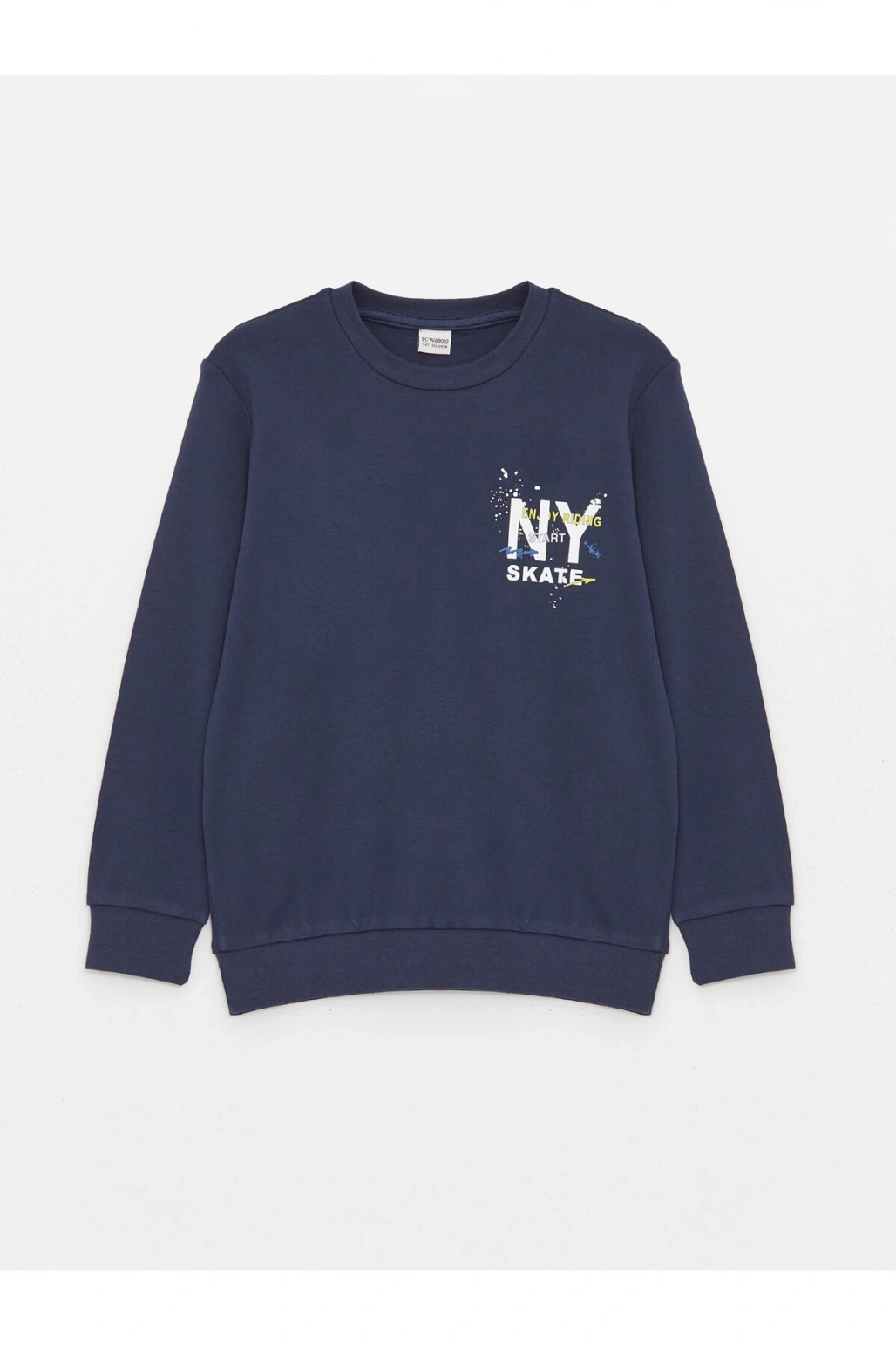 Bisiklet Yaka Baskılı Uzun Kollu Erkek Çocuk Tişört