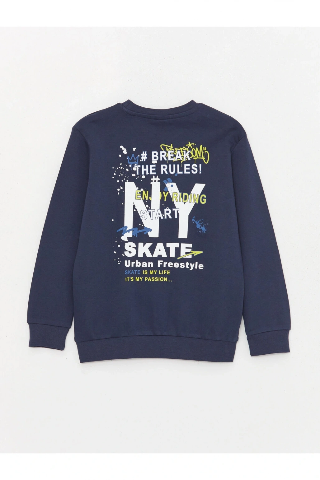 Bisiklet Yaka Baskılı Uzun Kollu Erkek Çocuk Tişört