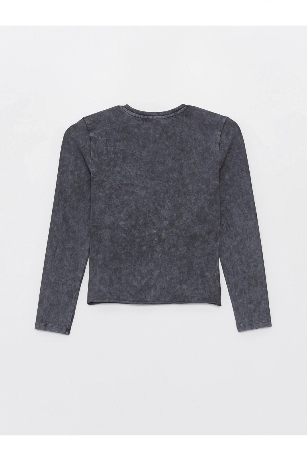 Bisiklet Yaka Baskılı Uzun Kollu Kadın Crop