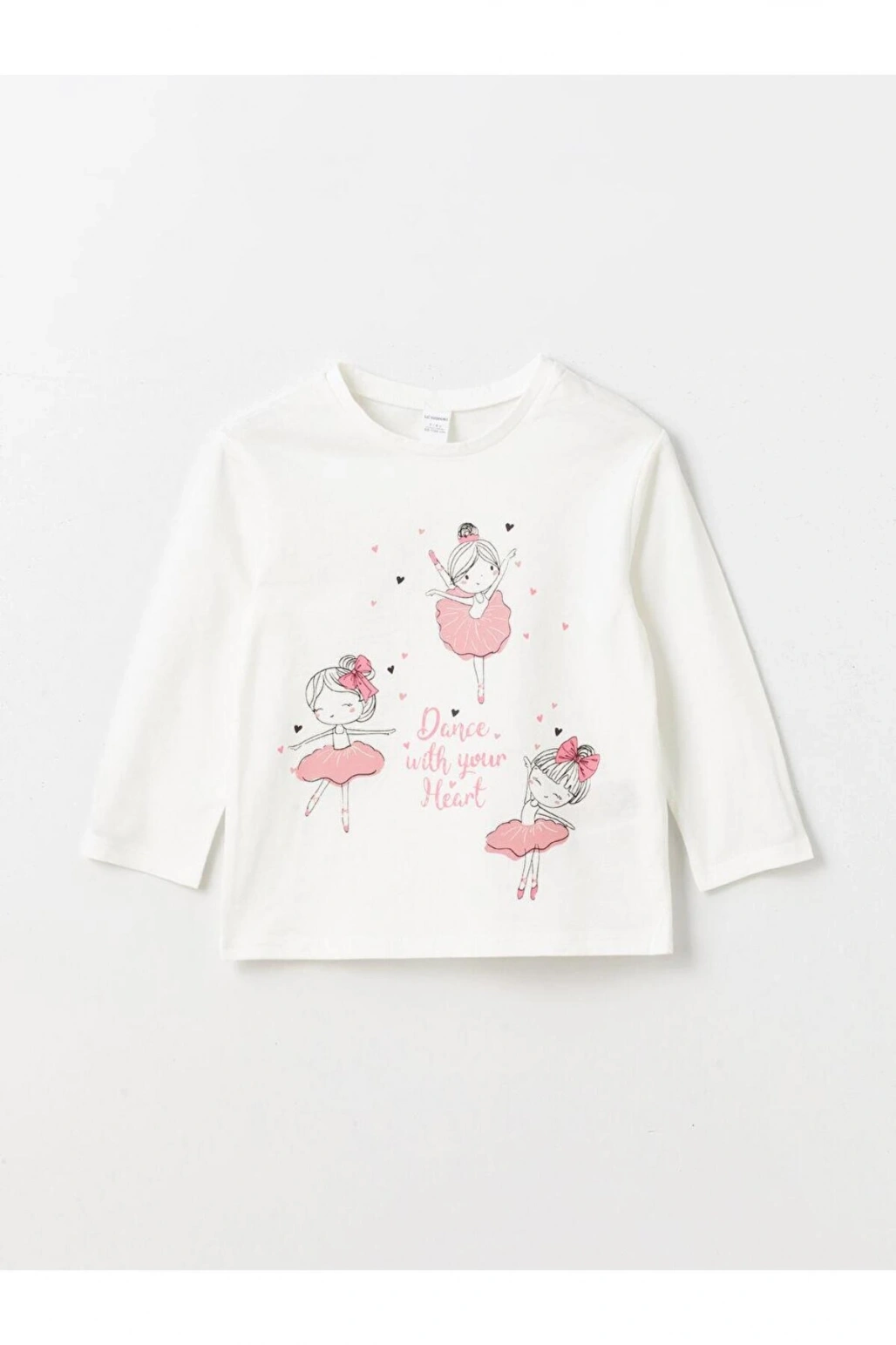 Bisiklet Yaka Baskılı Uzun Kollu Kız Bebek Tişört (S4)