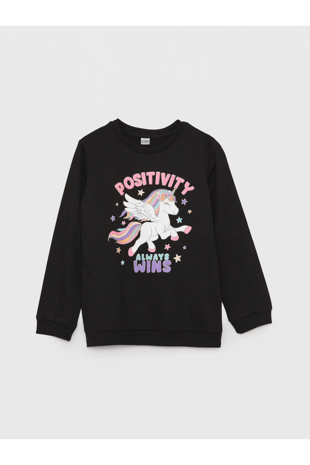 Bisiklet Yaka Baskılı Uzun Kollu Kız Çocuk Sweatshirt