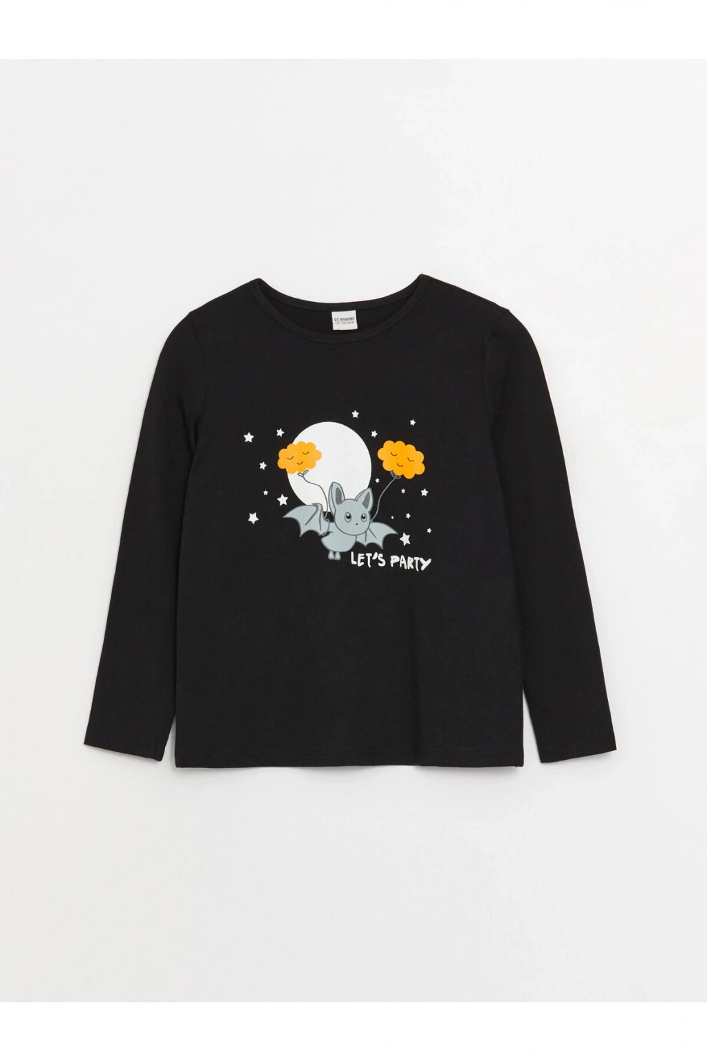 Bisiklet Yaka Baskılı Uzun Kollu Kız Çocuk Tişört