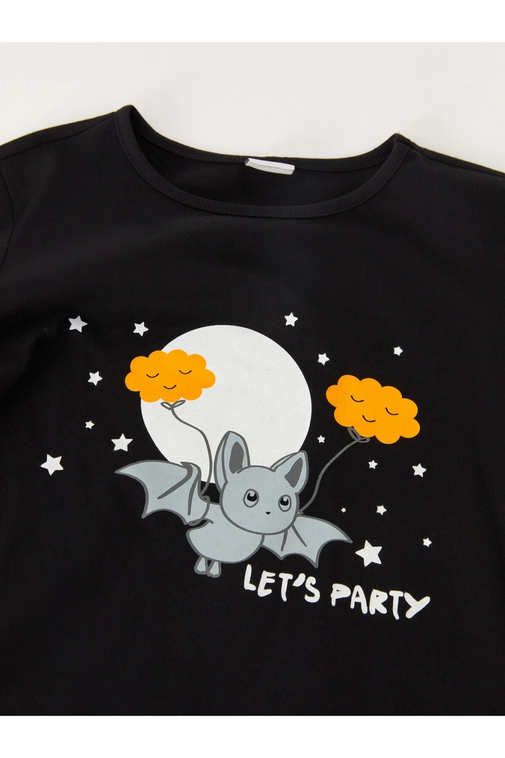 Bisiklet Yaka Baskılı Uzun Kollu Kız Çocuk Tişört