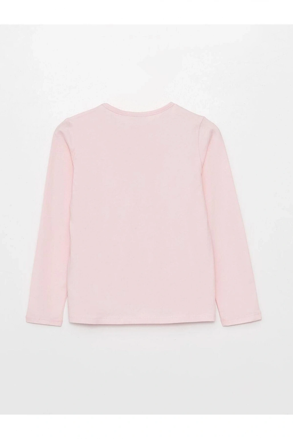 Bisiklet Yaka Baskılı Uzun Kollu Kız Çocuk Tişört (W3)