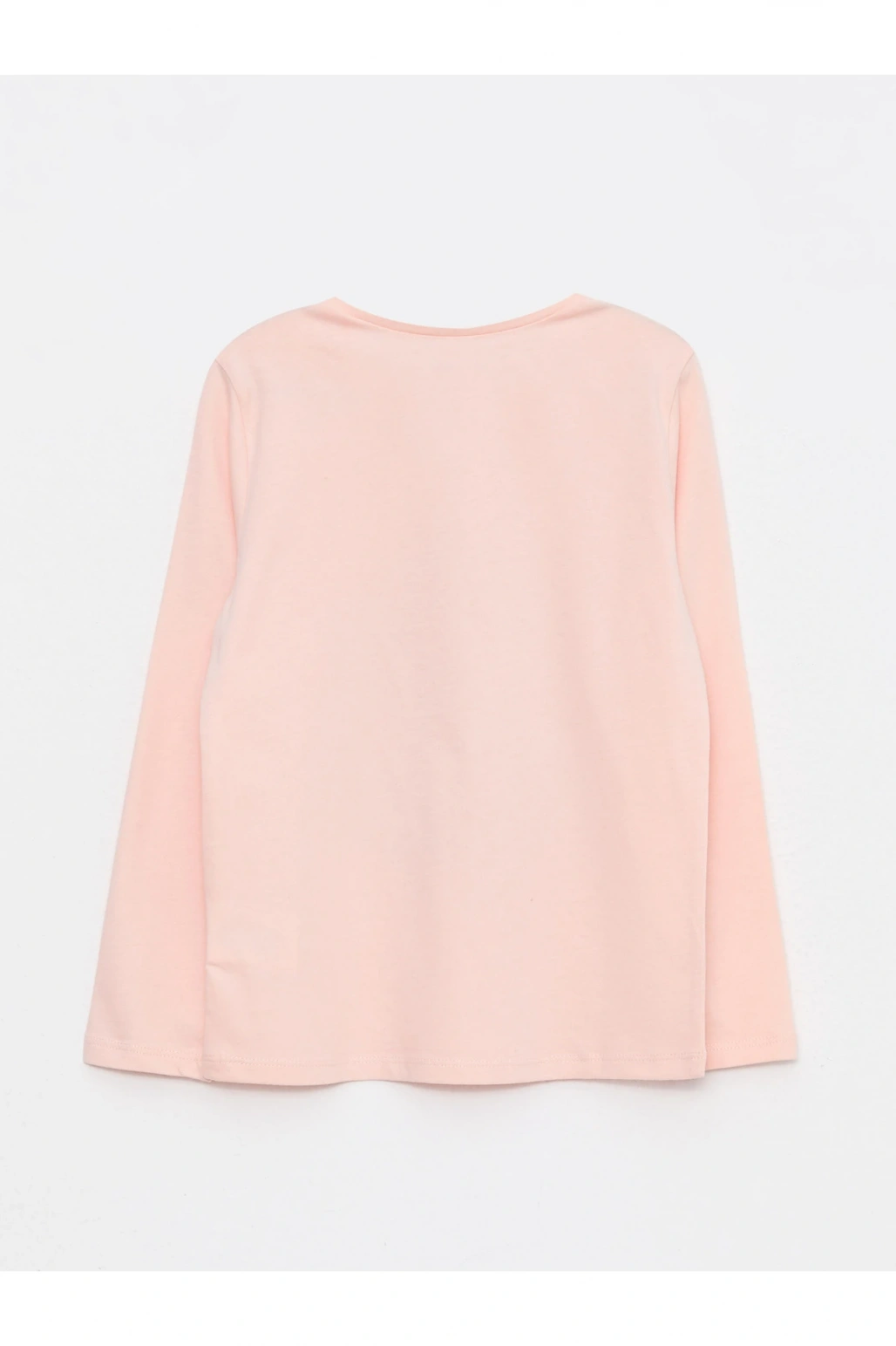 Bisiklet Yaka Baskılı Uzun Kollu Pamuklu Kız Çocuk Tişört