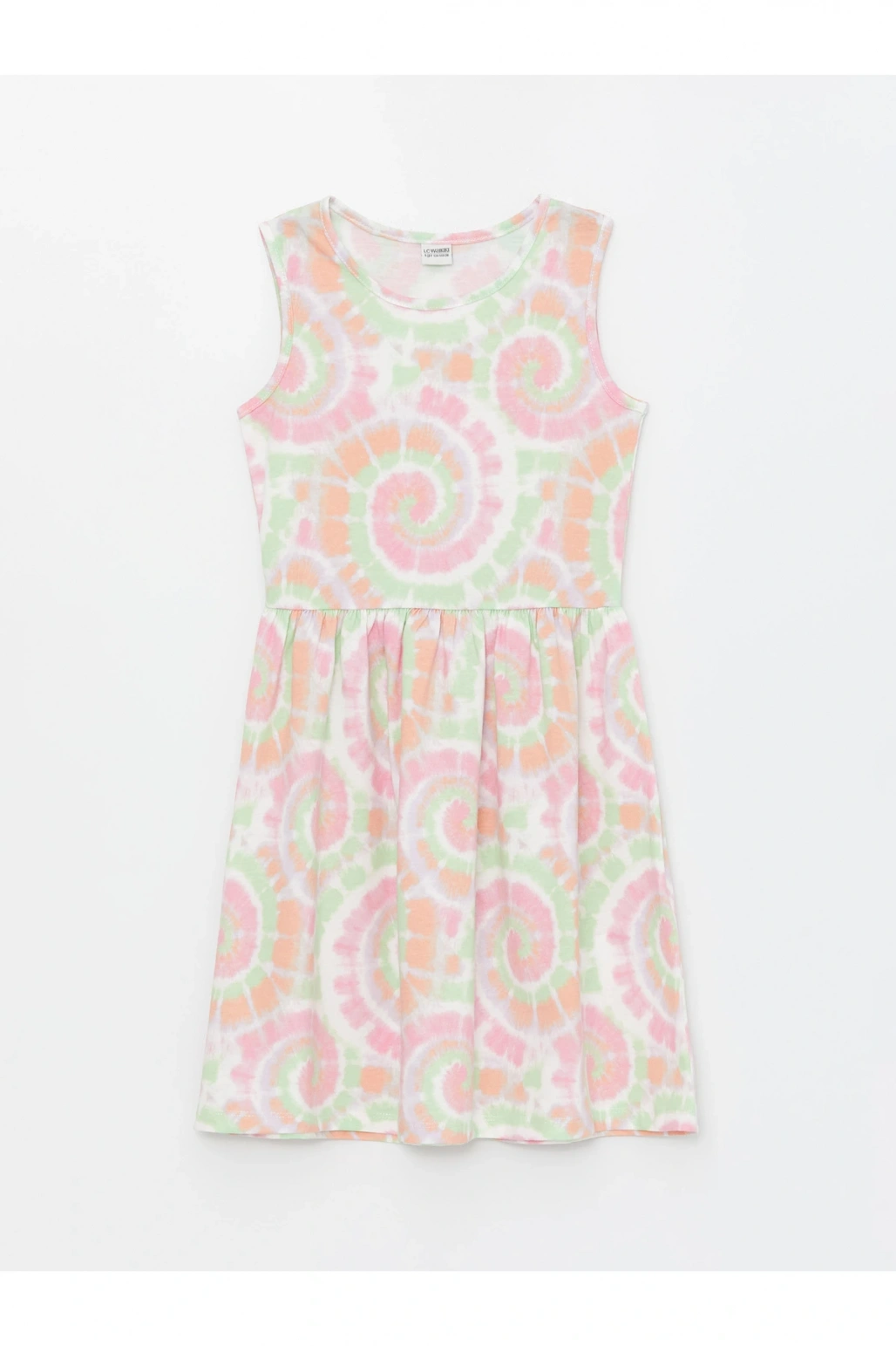 Bisiklet Yaka Batik Desenli Kız Çocuk Elbise