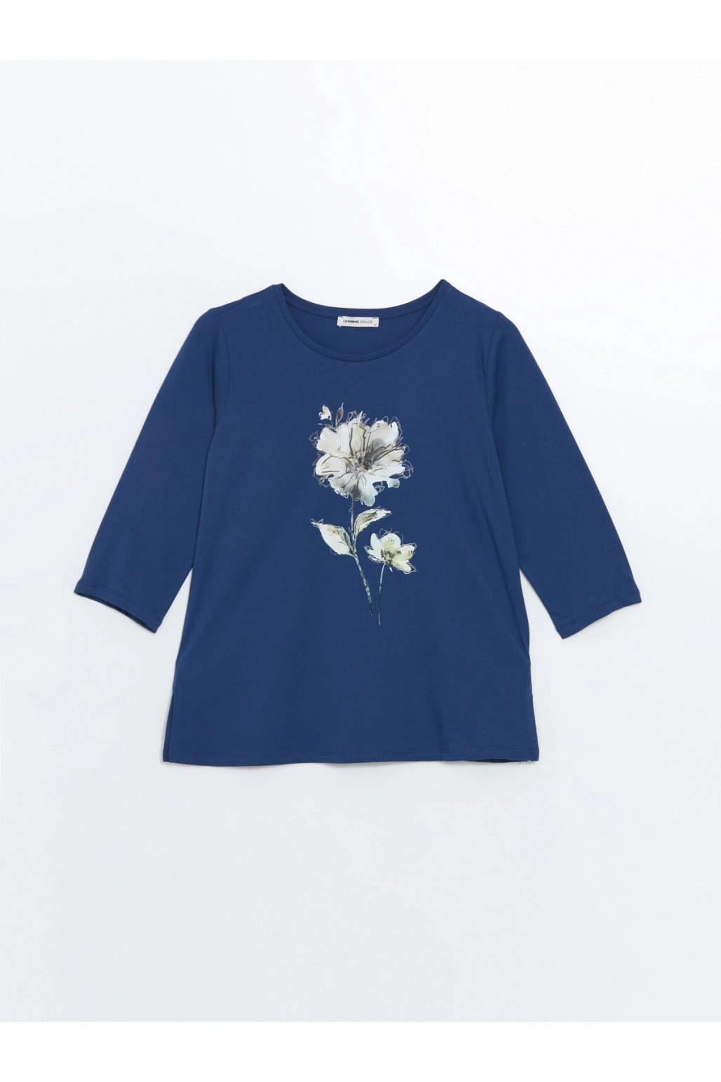 Bisiklet Yaka Çiçekli Kadın Bluz