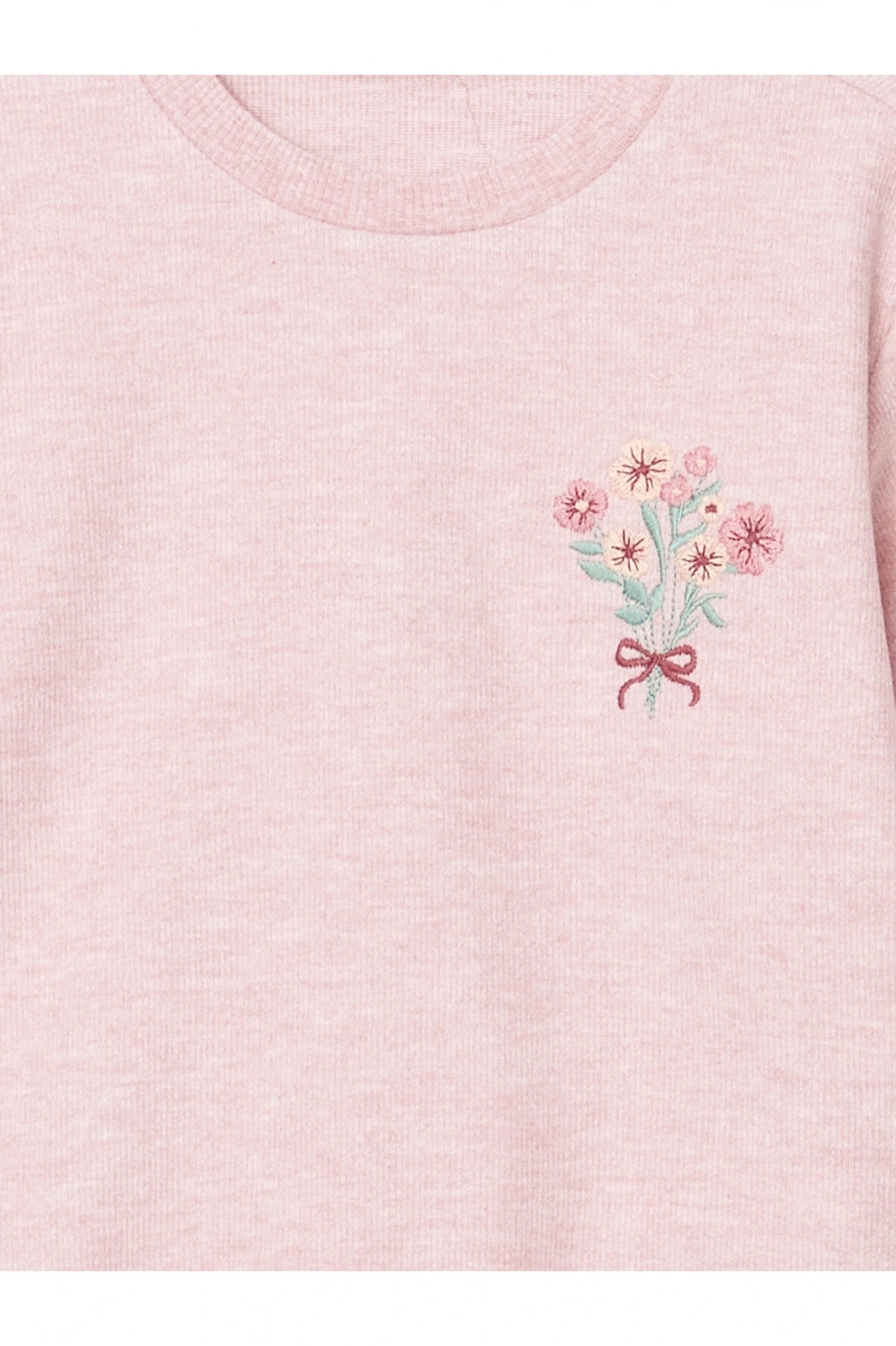 Bisiklet Yaka Çiçekli Kız Çocuk Sweatshirt ve Tayt 2li