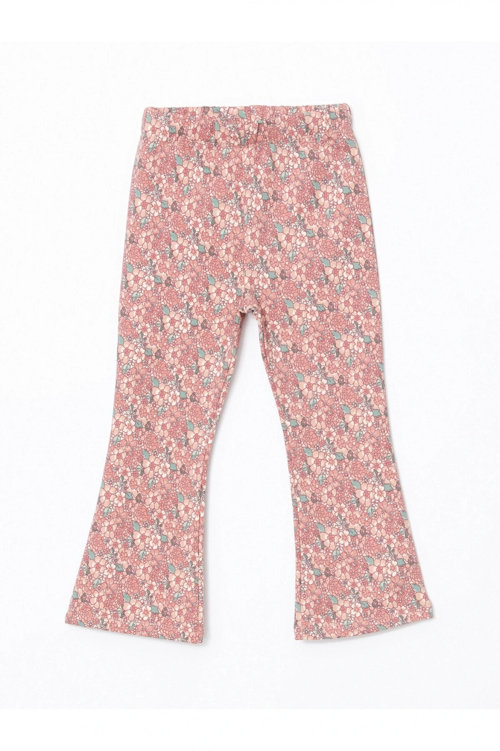 Bisiklet Yaka Çiçekli Kız Çocuk Sweatshirt ve Tayt 2li