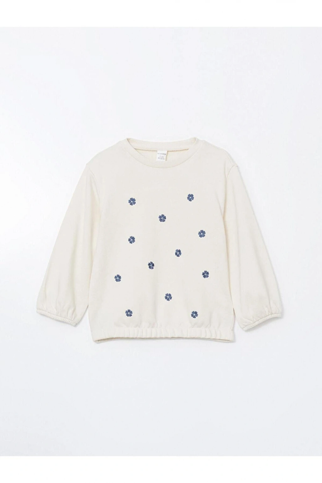 Bisiklet Yaka Çiçekli Kız Çocuk Sweatshirt ve Tayt Pantolon 2li