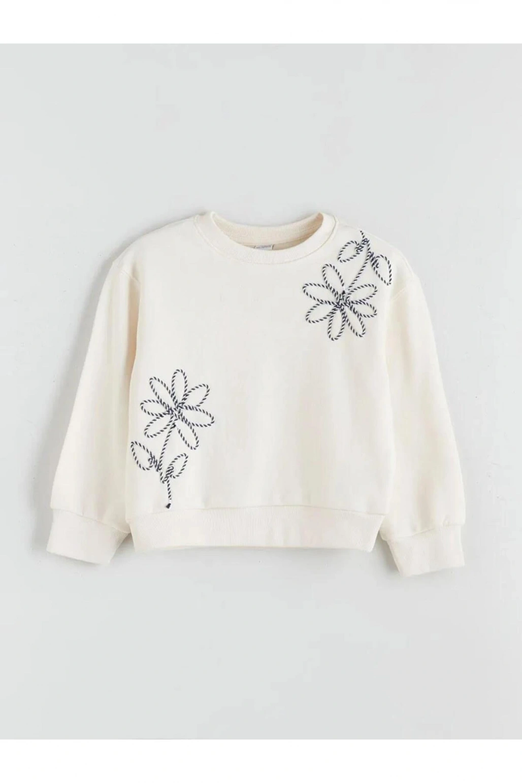 Bisiklet Yaka Çiçekli Kız Çocuk Sweatshirt (W5)