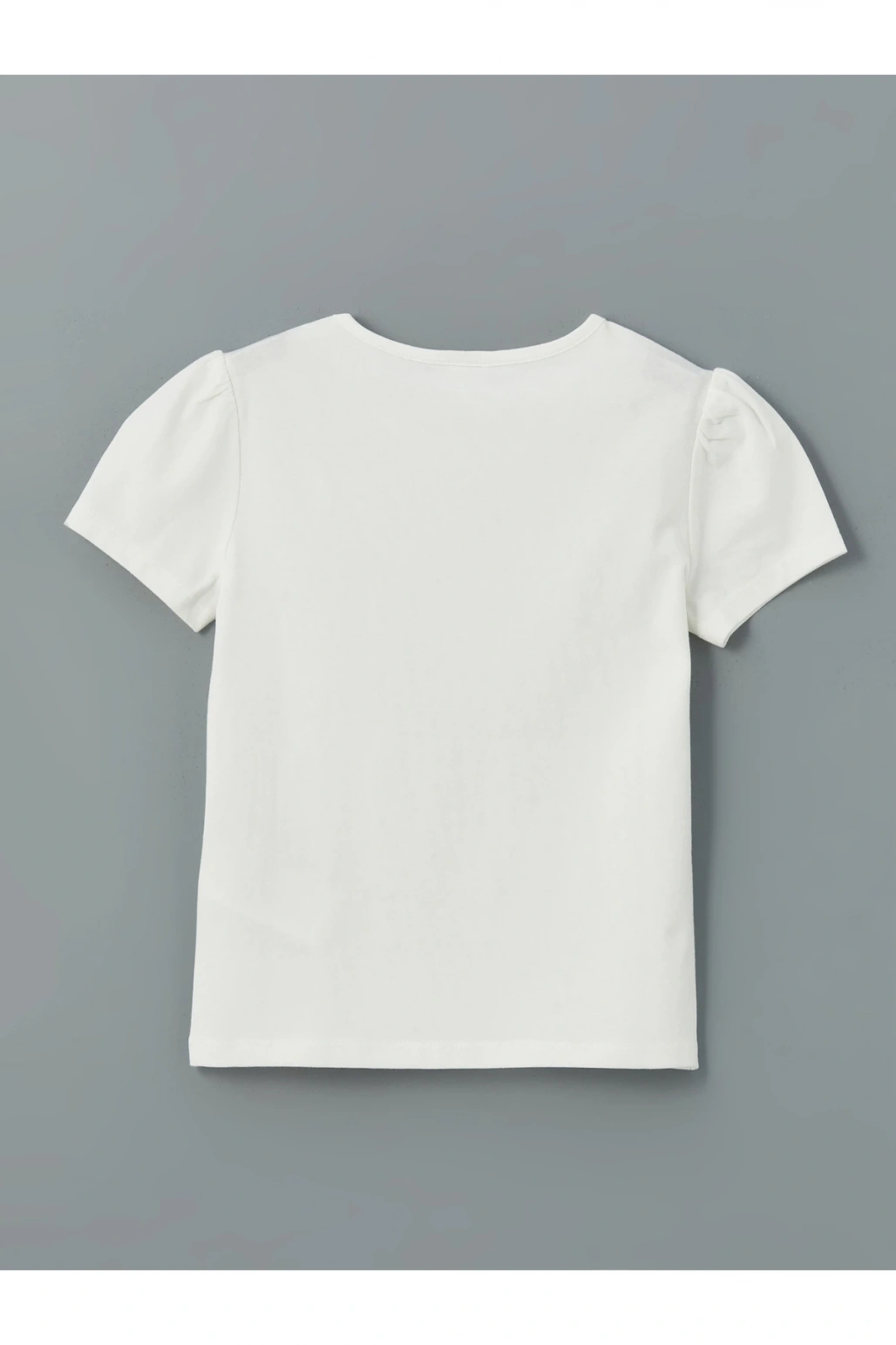 Bisiklet Yaka Çiçekli Kız Çocuk Tişört