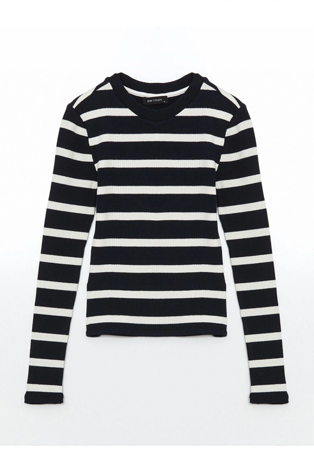 Bisiklet Yaka Çizgili Kadın Body