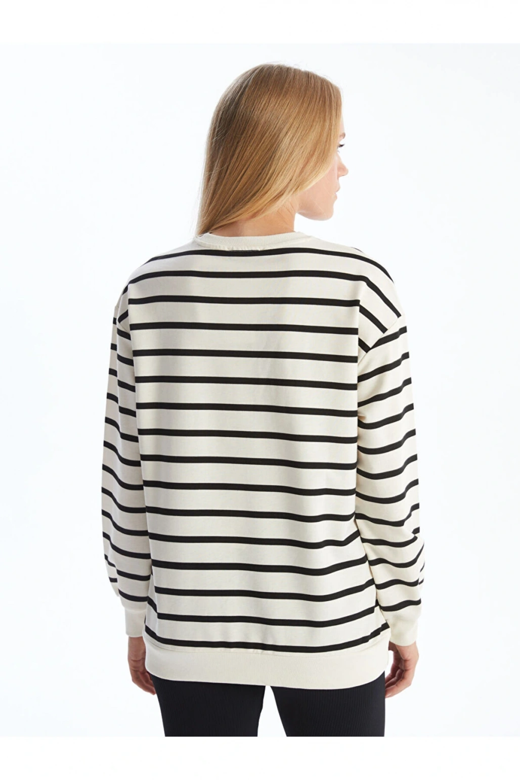 Bisiklet Yaka Cizgili Kadin Sweatshirt - W4ID62Z8