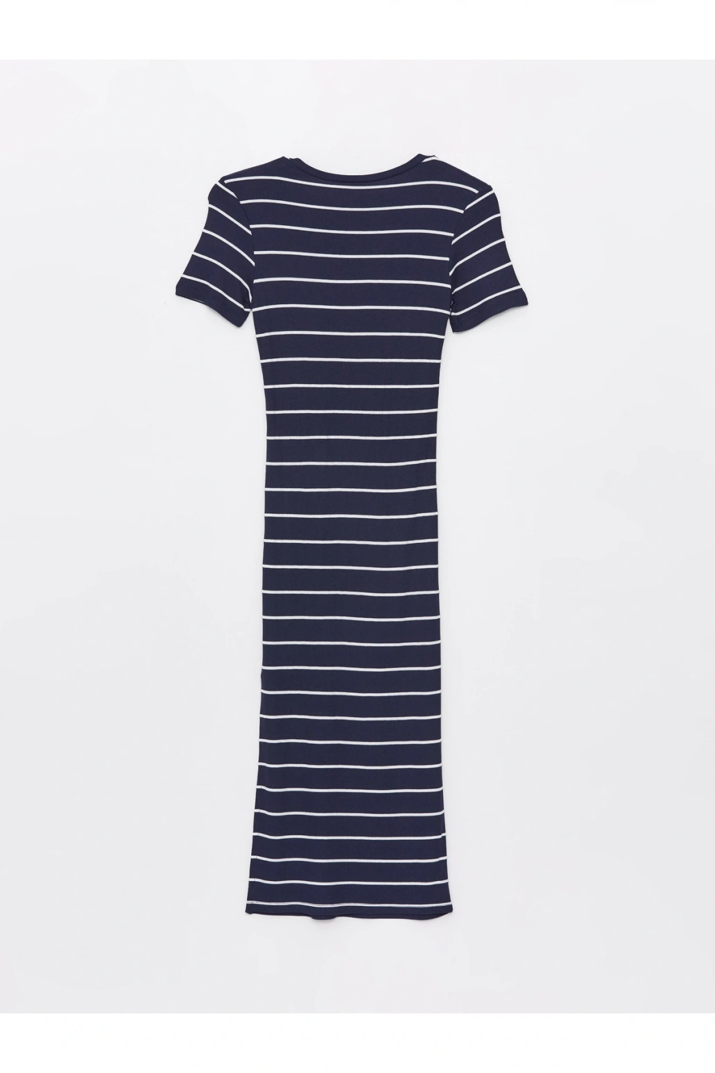 Bisiklet Yaka Çizgili Kısa Kollu Hamile Elbise