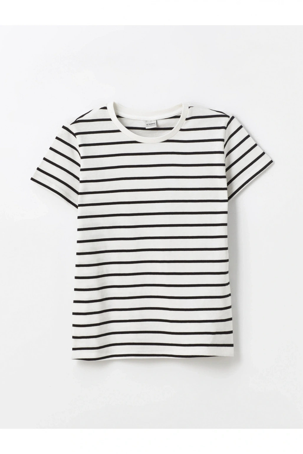 Bisiklet Yaka Çizgili Kısa Kollu Kız Çocuk Tişört