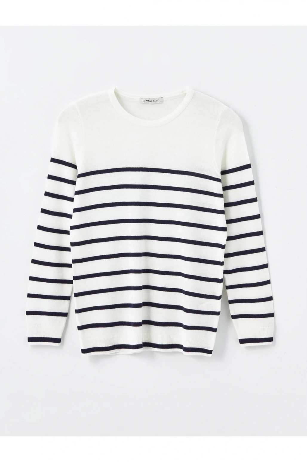 Bisiklet Yaka Cizgili Uzun Kollu Kadin Triko Kazak - W4bq74z8