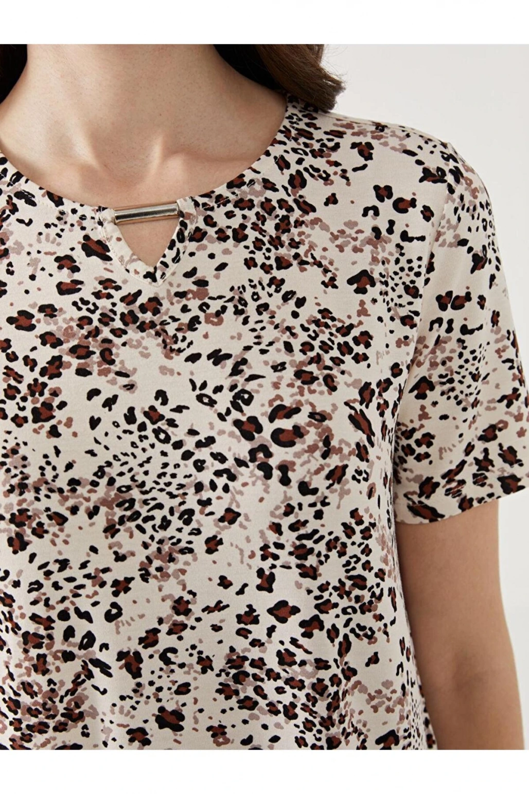 Bisiklet Yaka Desenli Kadın Bluz (S5)