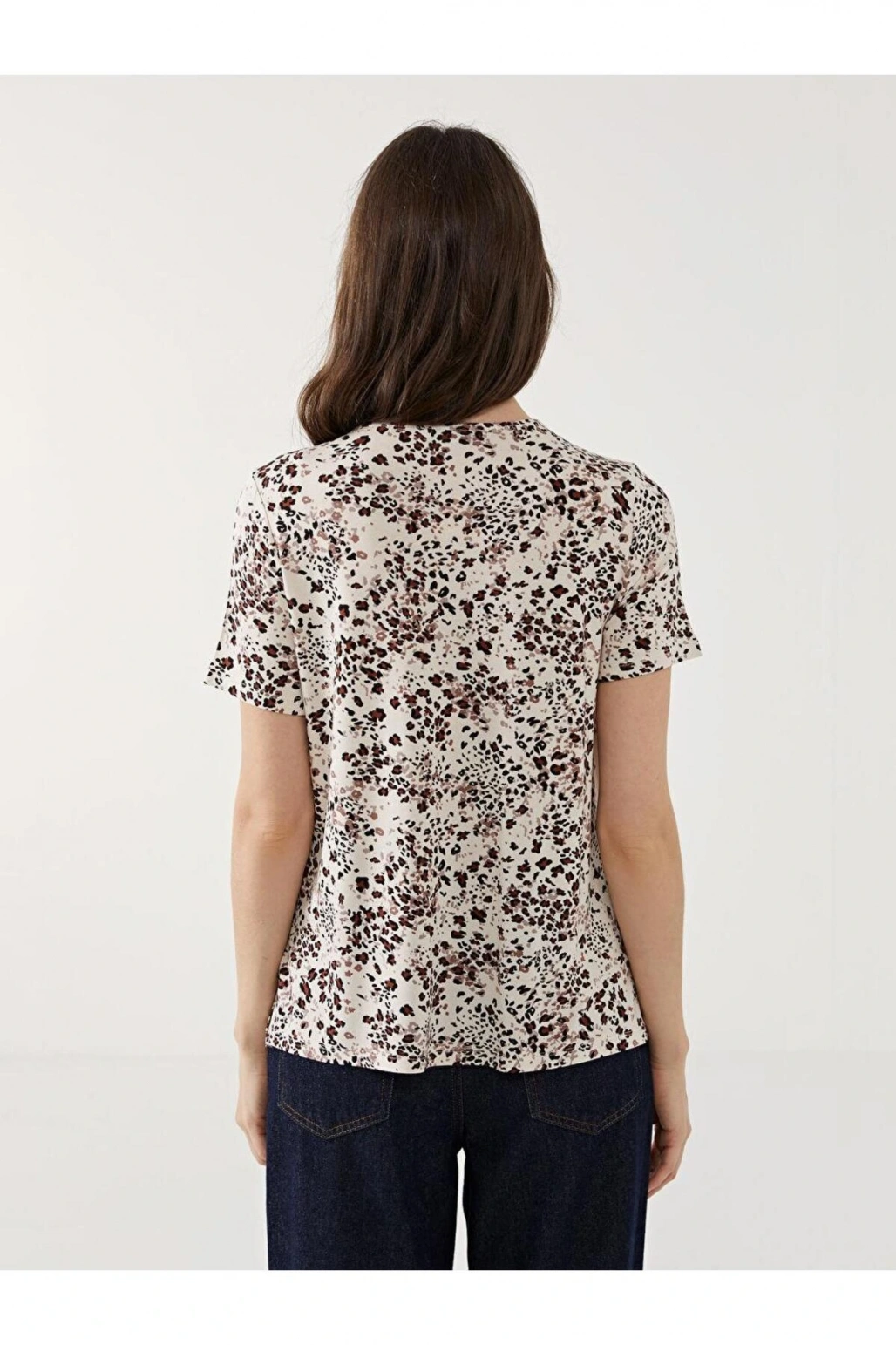 Bisiklet Yaka Desenli Kadın Bluz (S5)