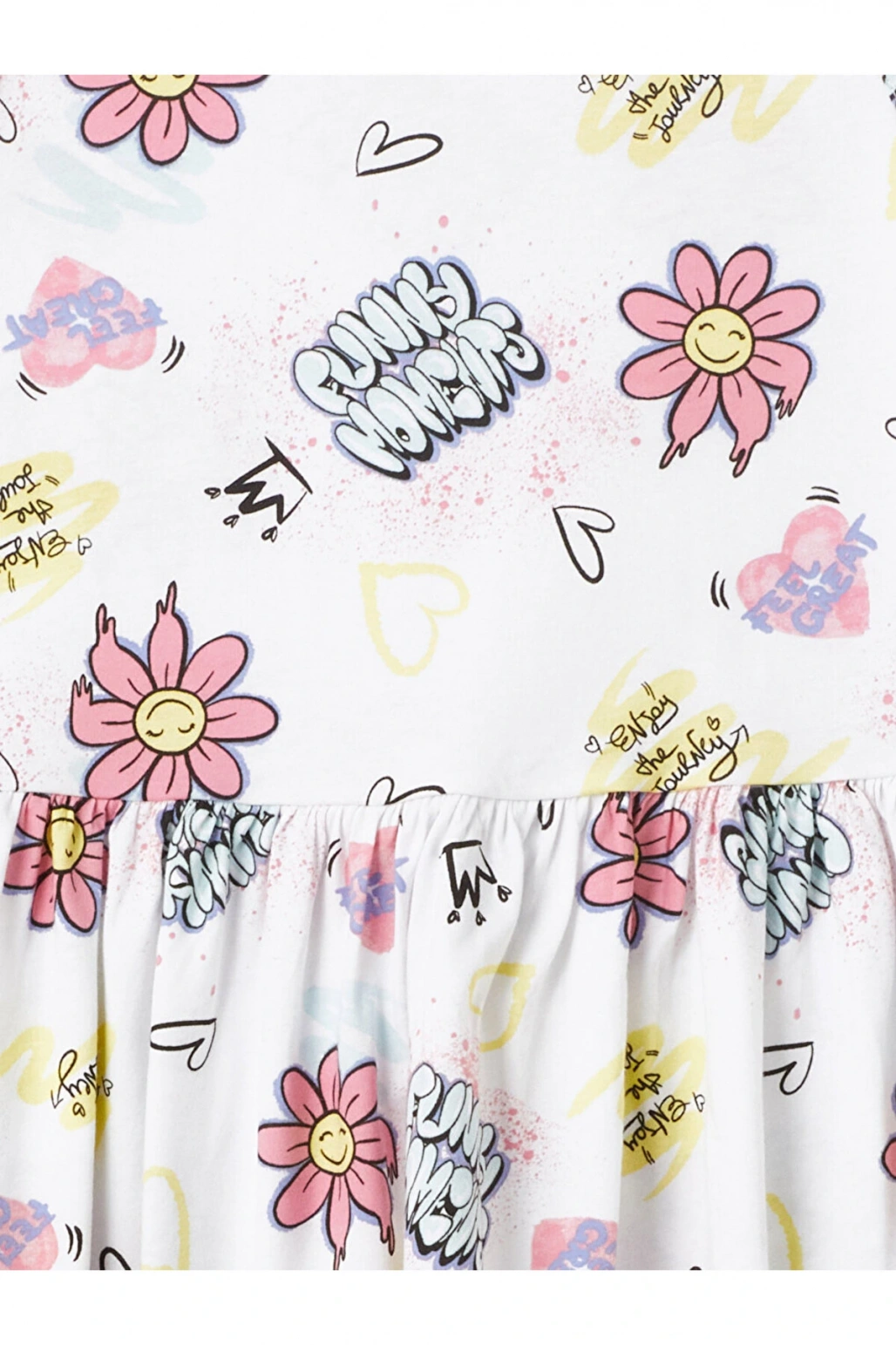 LCW Kids Bisiklet Yaka Desenli Kız Çocuk Elbise 2li