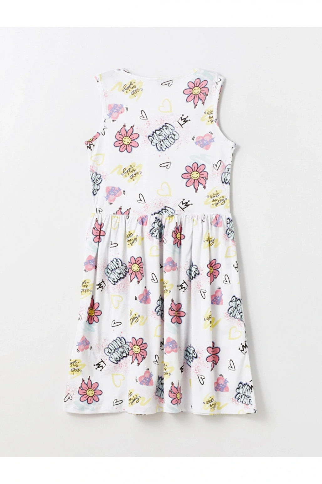 LCW Kids Bisiklet Yaka Desenli Kız Çocuk Elbise 2li
