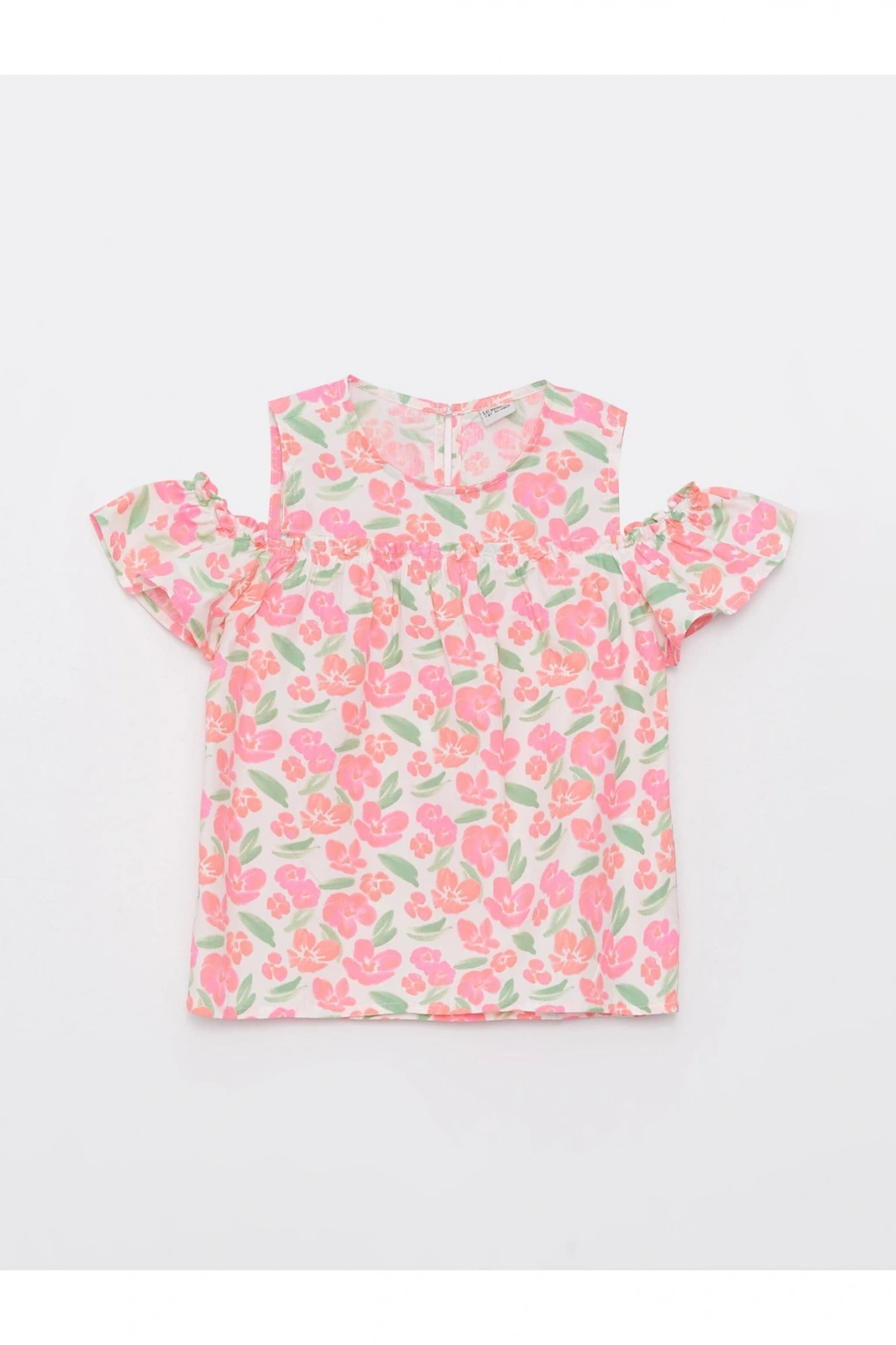 Bisiklet Yaka Desenli Poplin Kız Çocuk Bluz