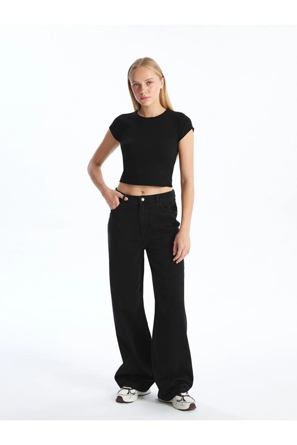 Bisiklet Yaka Dokulu Kadın Crop (S5)