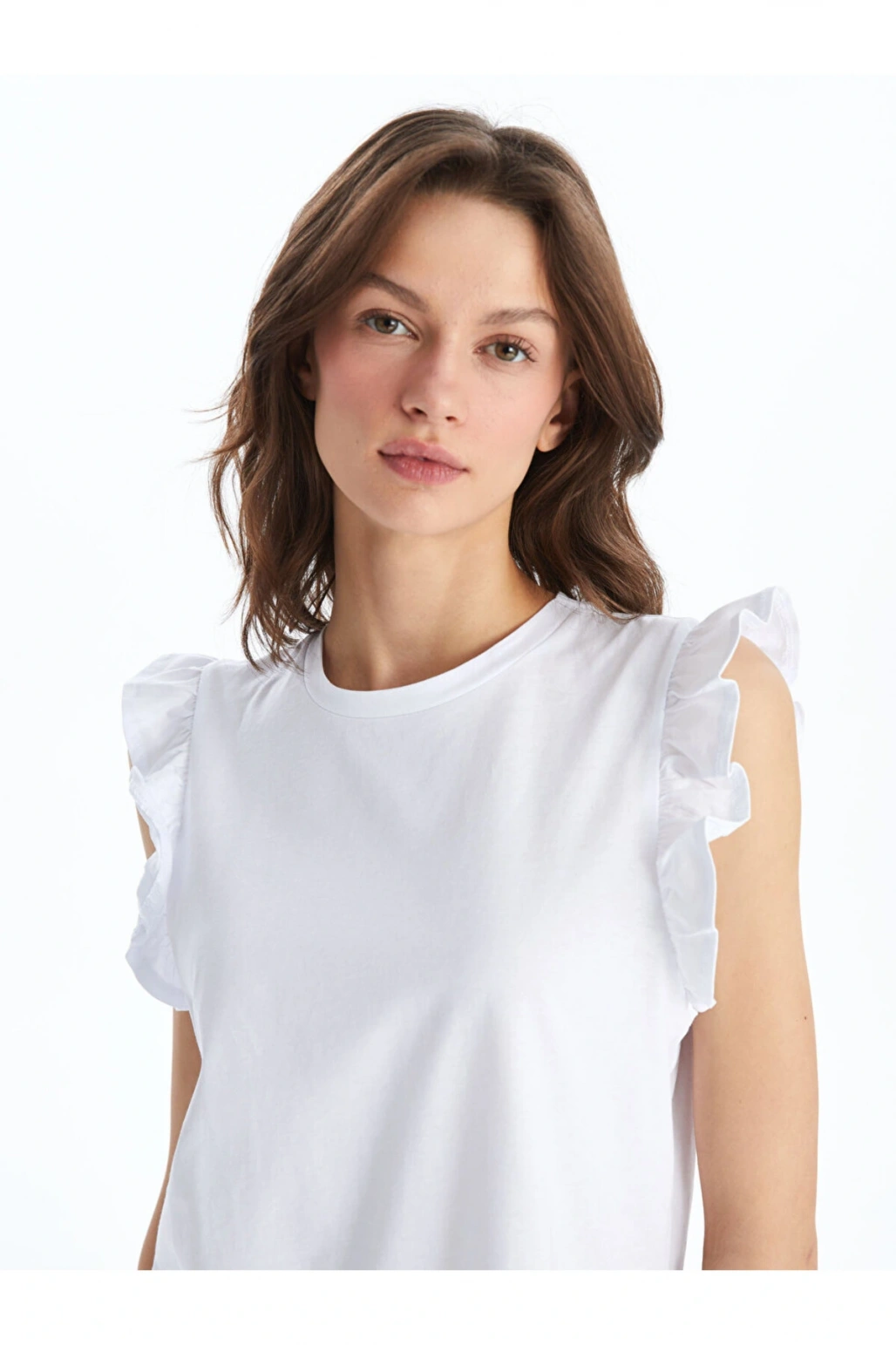 Bisiklet Yaka Düz Kısa Kollu Kadın Tişört