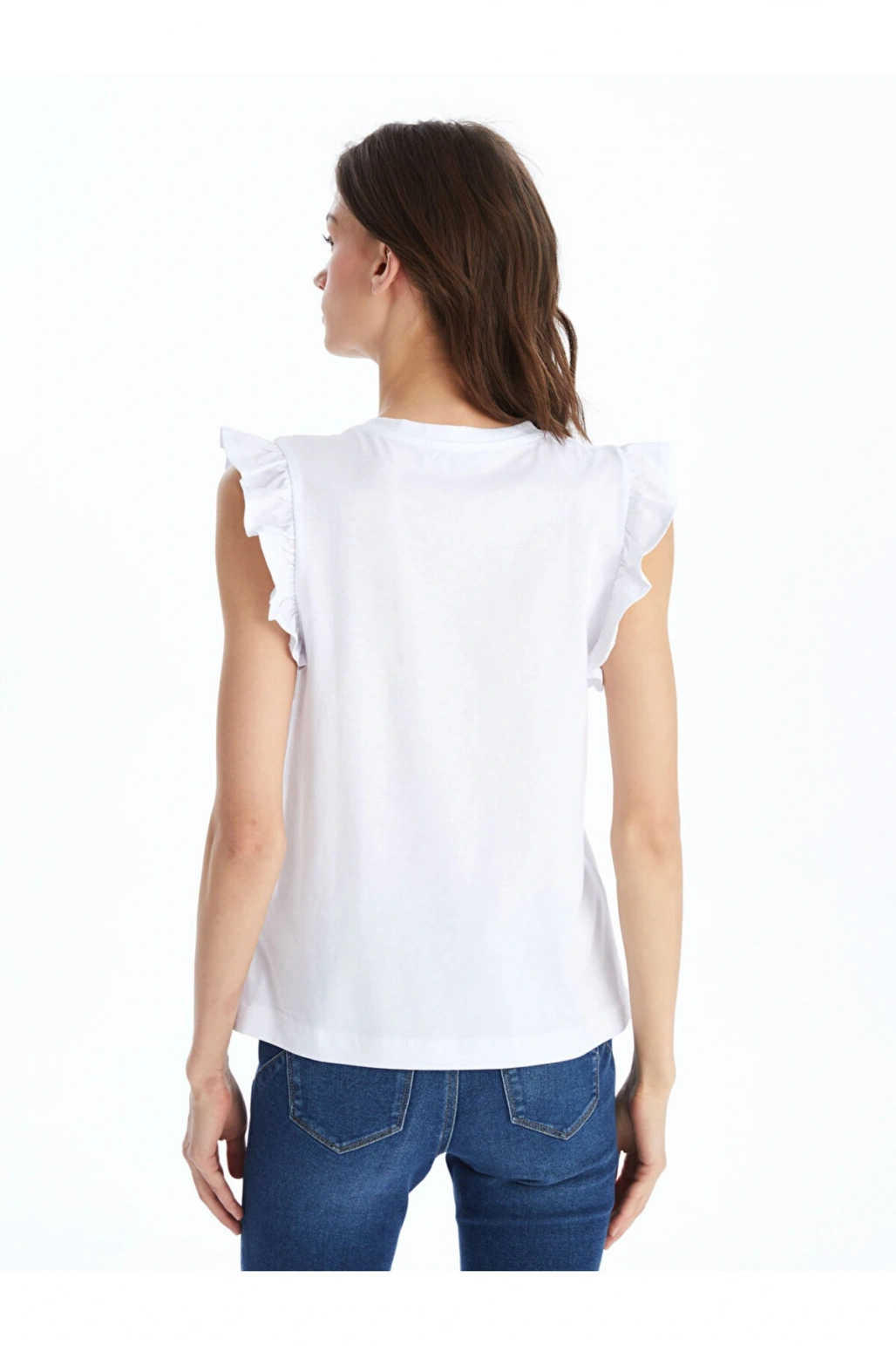 Bisiklet Yaka Düz Kısa Kollu Kadın Tişört