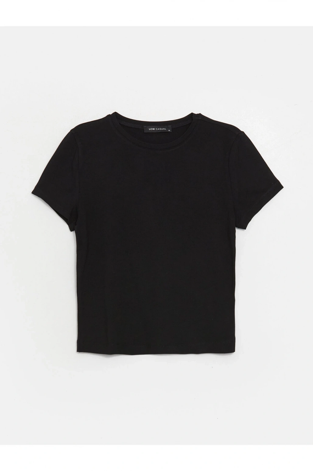 Bisiklet Yaka Düz Kısa Kollu Kadın Tişört