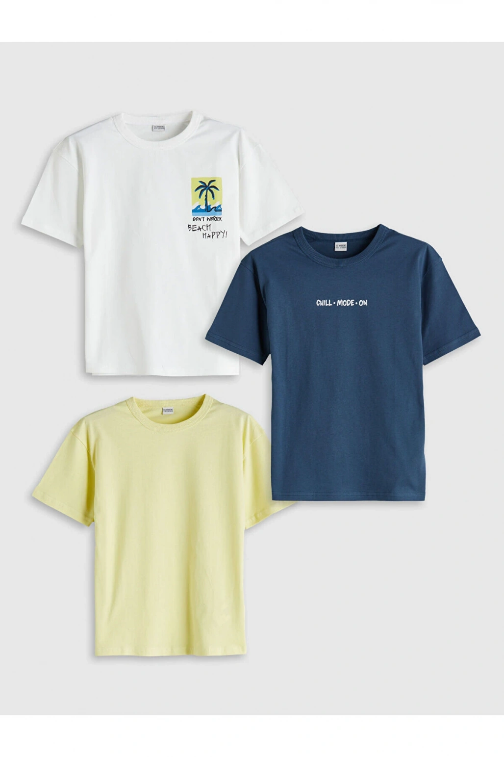 Bisiklet Yaka Erkek Çocuk Tişört 3lü