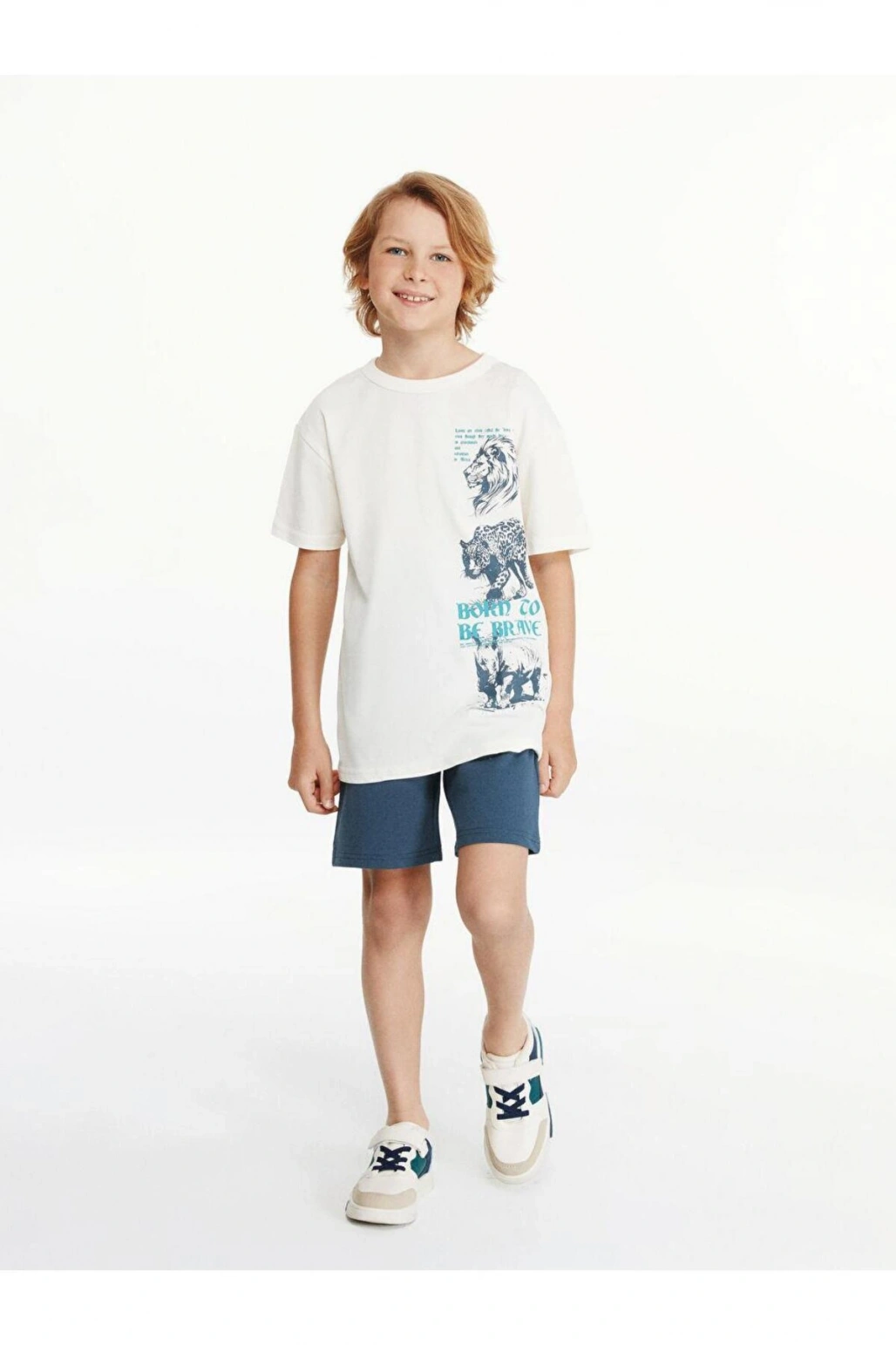 Bisiklet Yaka Erkek Çocuk Tişört Ve Şort (S5)