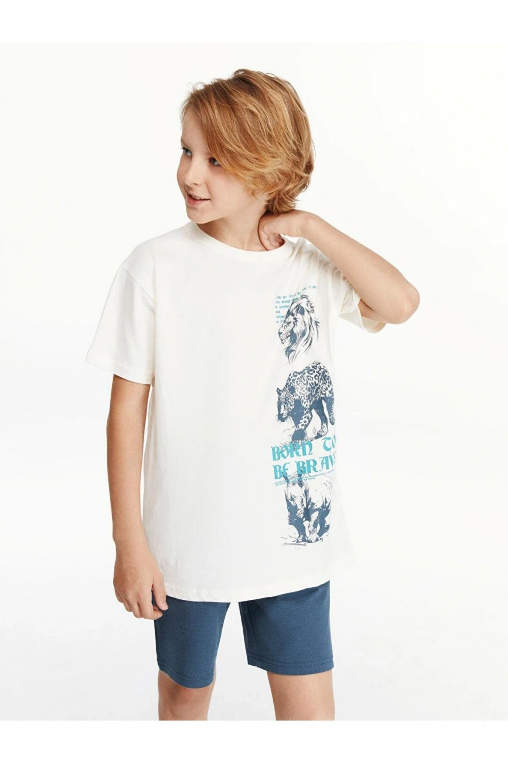 Bisiklet Yaka Erkek Çocuk Tişört Ve Şort (S5)