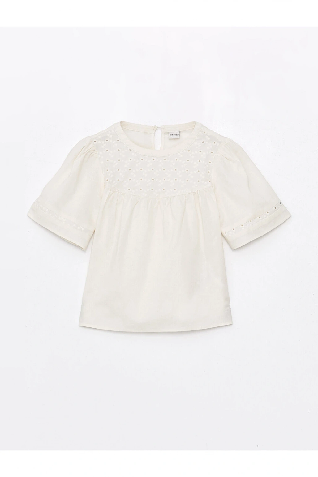 Bisiklet Yaka Fisto Detaylı Kısa Kollu Kız Çocuk Bluz