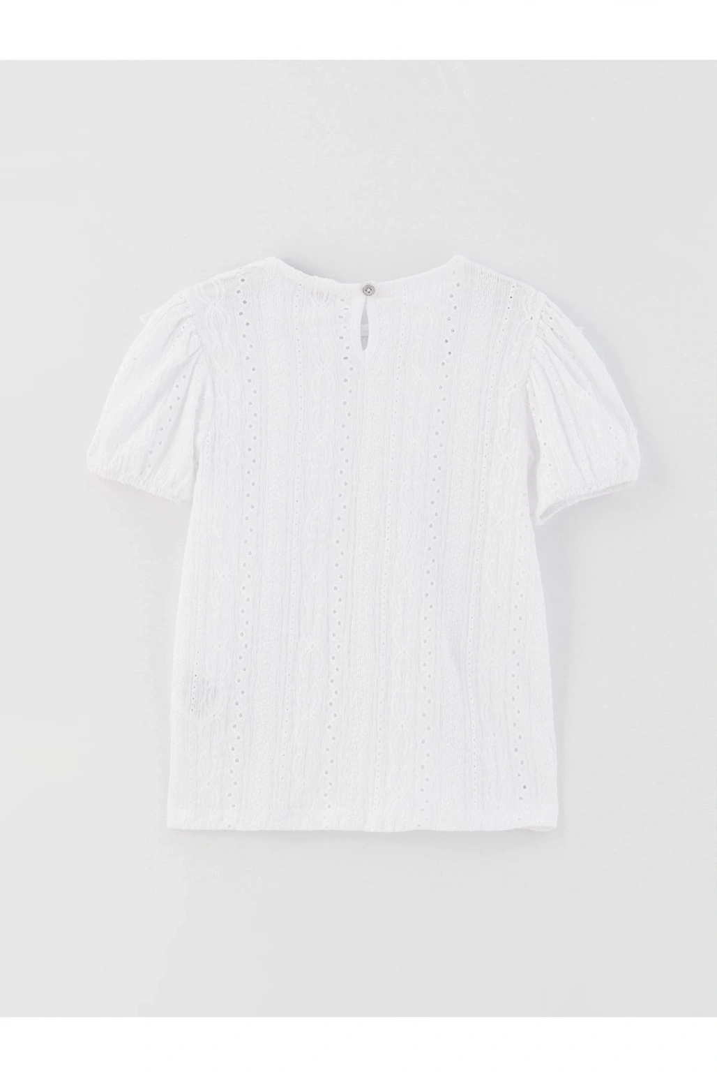 Bisiklet Yaka Fisto Detaylı Kısa Kollu Kız Çocuk Bluz