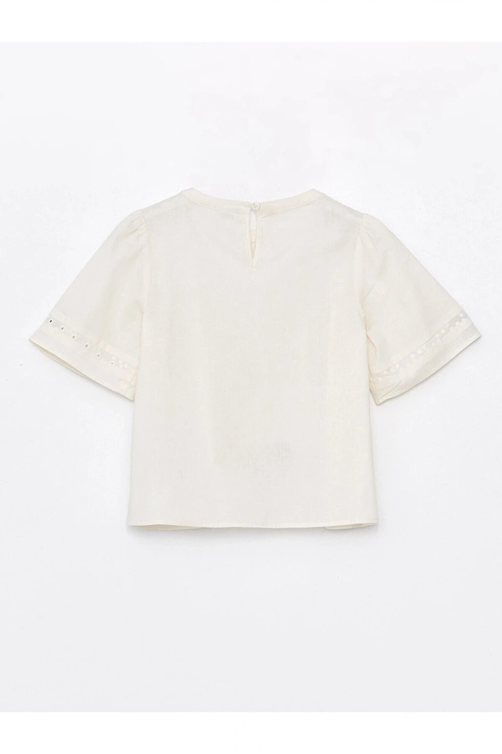 Bisiklet Yaka Fisto Detaylı Kısa Kollu Kız Çocuk Bluz