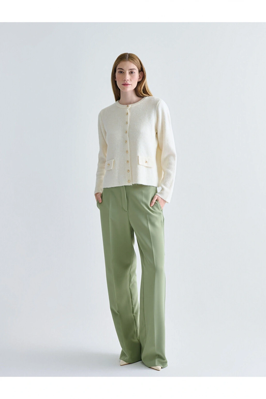 Bisiklet Yaka Kadın Triko Hırka