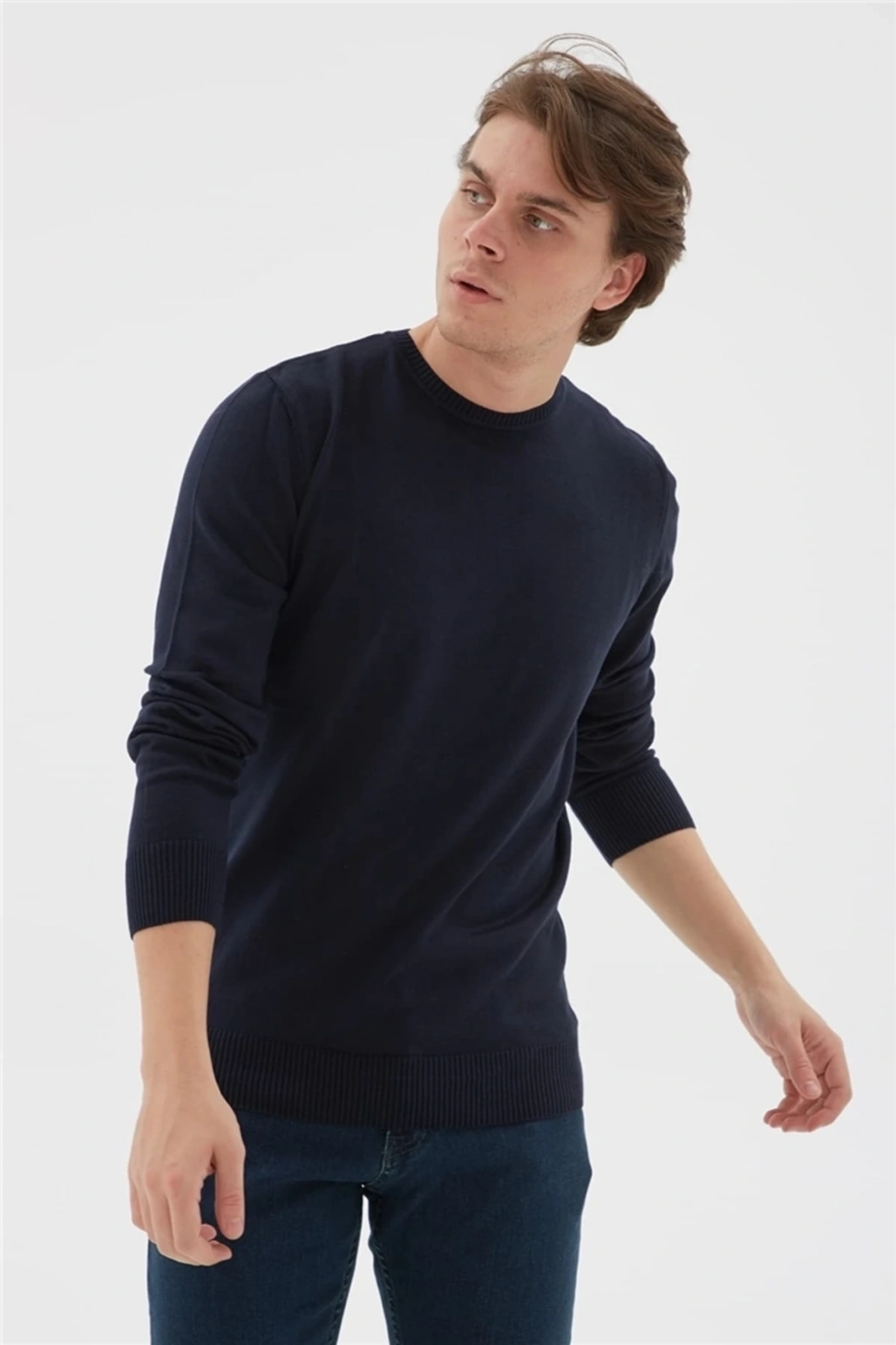 Bisiklet Yaka Kazak Lacivert / Navy