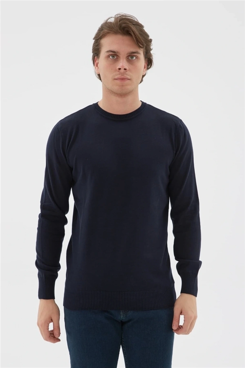 Bisiklet Yaka Kazak Lacivert / Navy