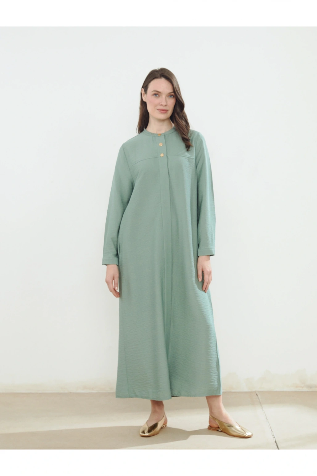 Bisiklet Yaka Keten Görünümlü Ferace