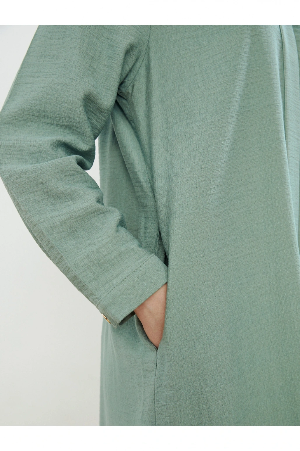 Bisiklet Yaka Keten Görünümlü Ferace