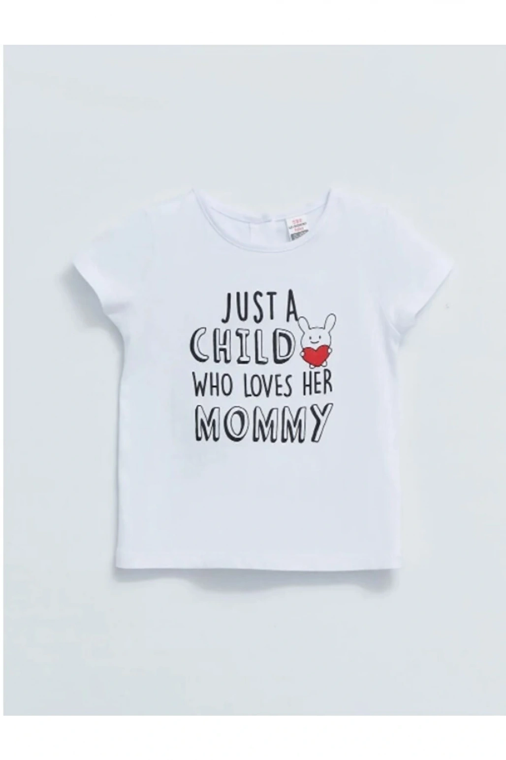 Bisiklet Yaka Kısa Kol Baskılı Pamuklu Kız Bebek Tişört