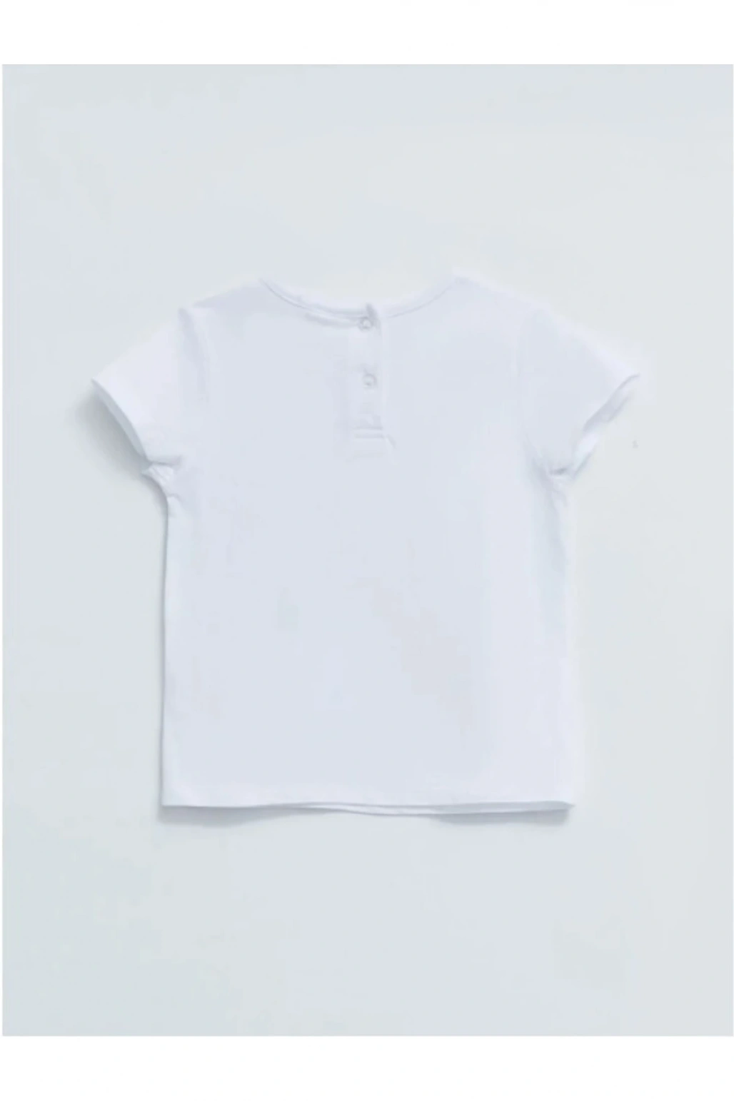 Bisiklet Yaka Kısa Kol Baskılı Pamuklu Kız Bebek Tişört