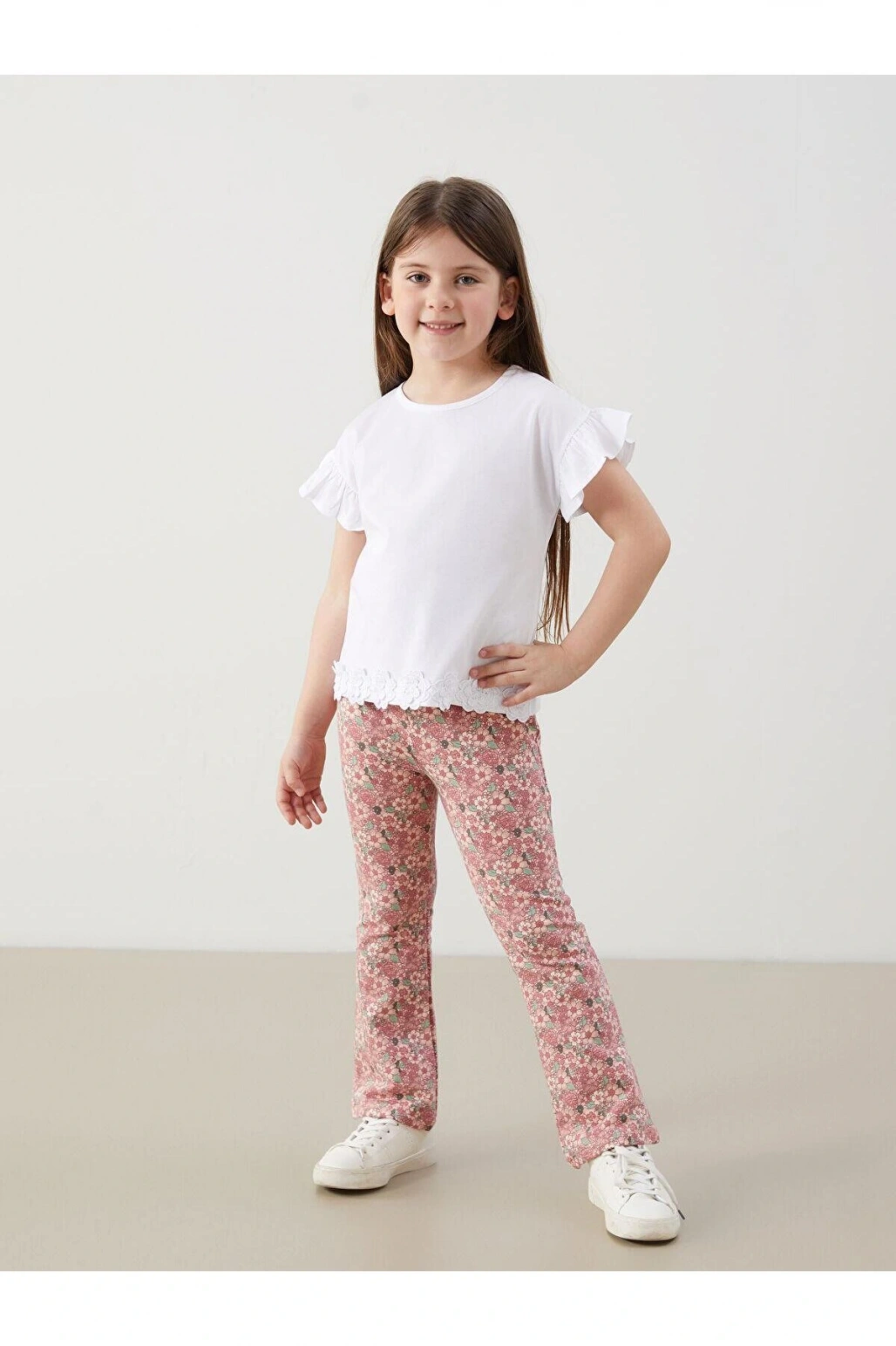 Bisiklet Yaka Kısa Kollu Basic Kız Çocuk Tişört (S5)